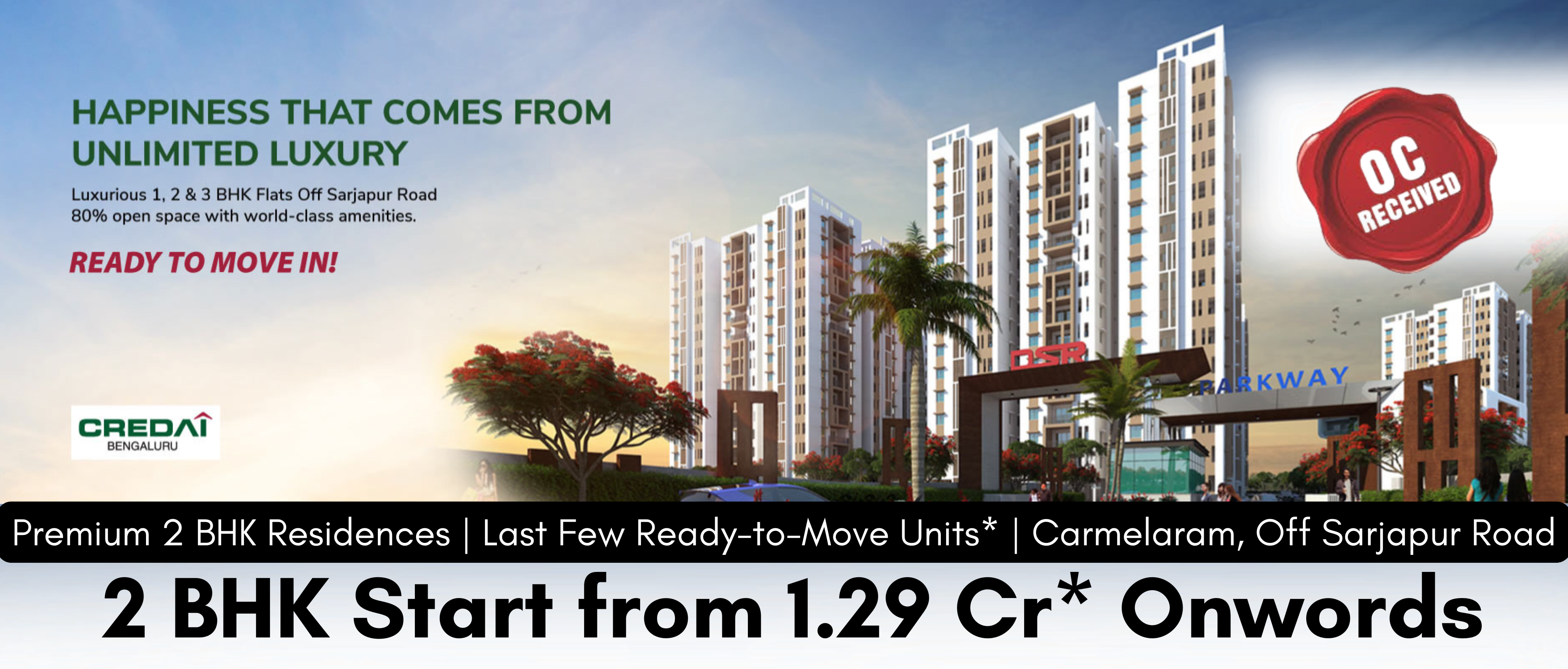 DSR Parkway Banner - Ready-to-Move 2 BHK Apartments in Sarjapur, Bangalore